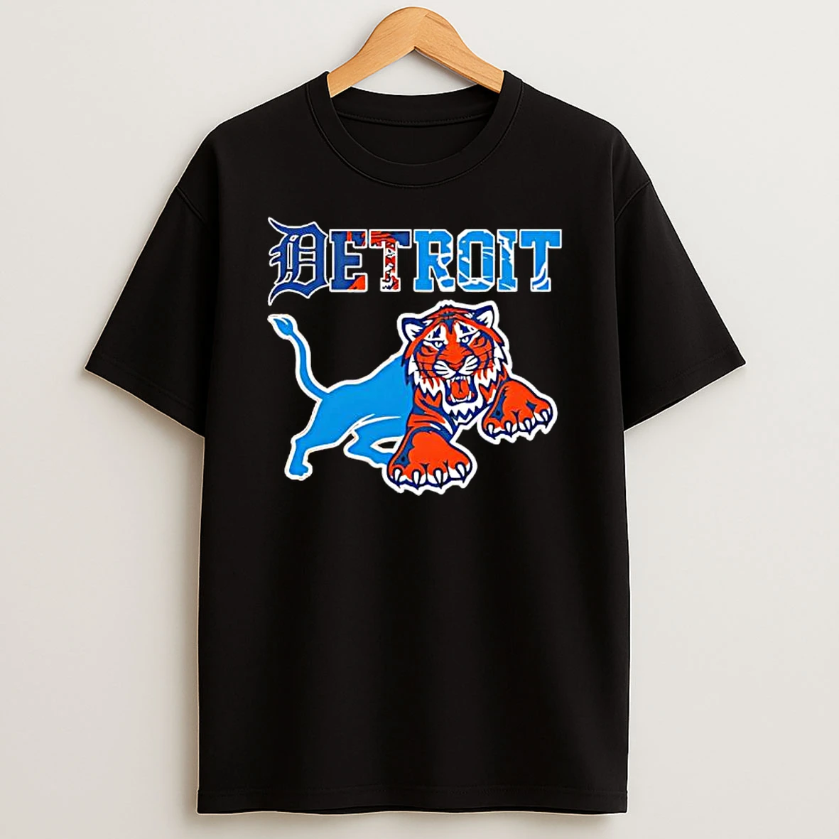 Detroit Sports Detroit Tigers And Detroit Lions Logos T Shirt