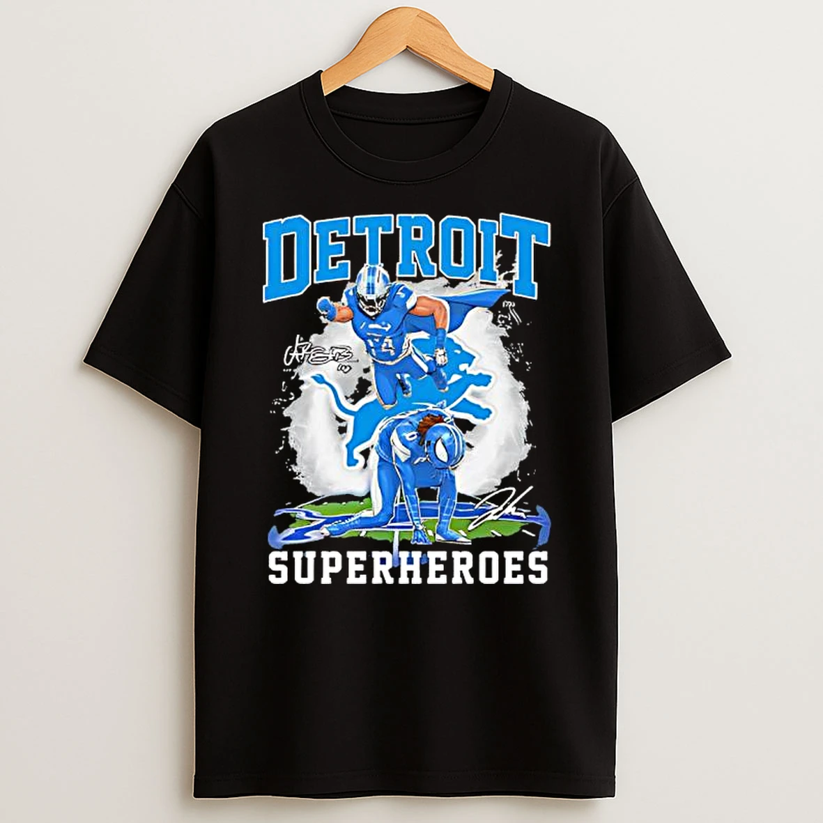 Detroit Superheroes Barry Sanders Signatures T Shirt