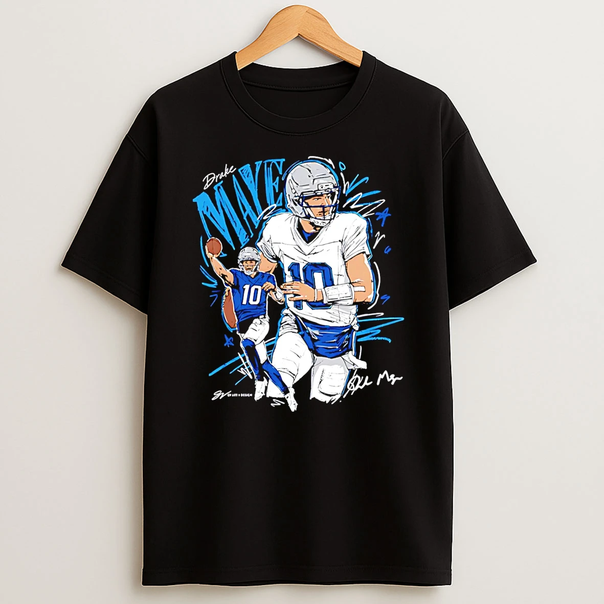 Drake Maye New England Patriots Scribble Signature T Shirt