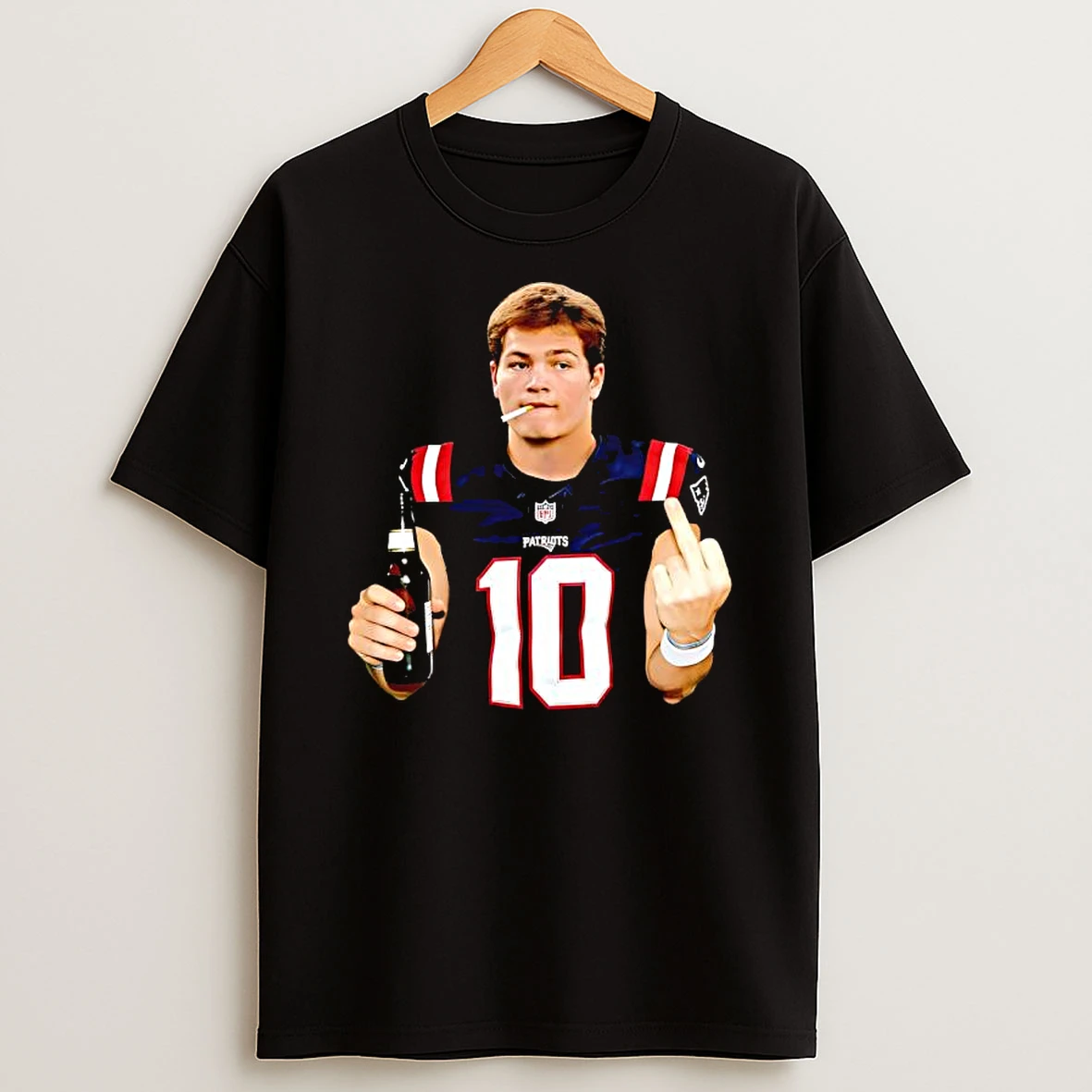 Drake Maye Smoking Middle Finger The New England Patriots Graphic T Shirt