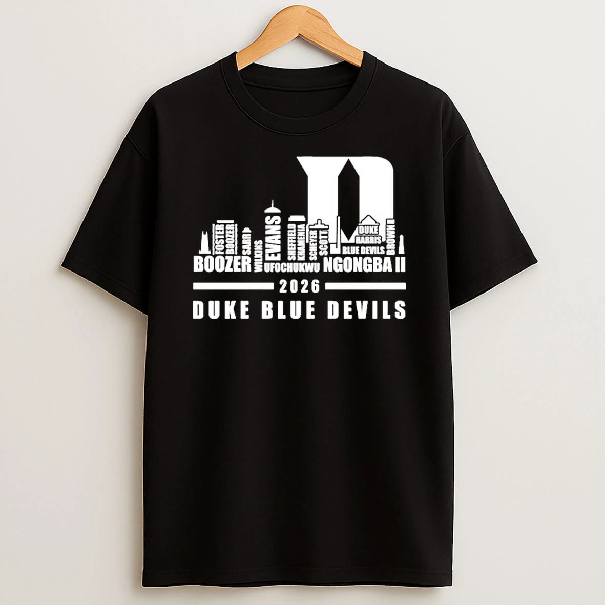 Duke Basketball Skyline Player Names 2026 T Shirt
