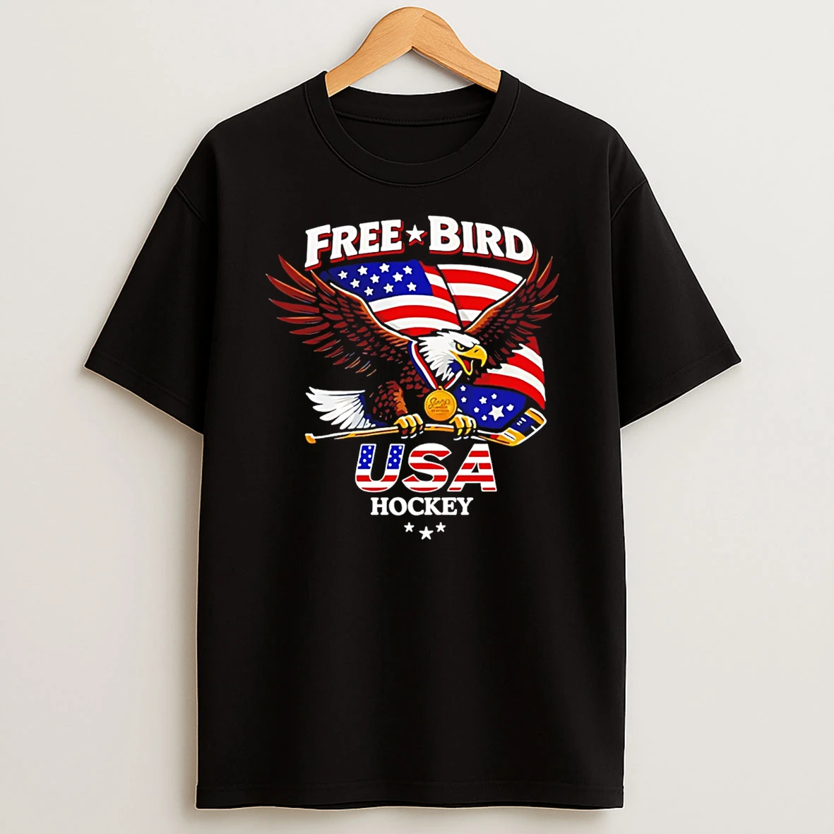 Eagle Free Bird Usa Hockey T Shirt