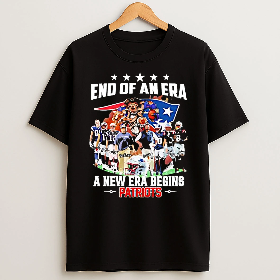 End Of An Era A New Era Begins New England Patriots Logo T Shirt