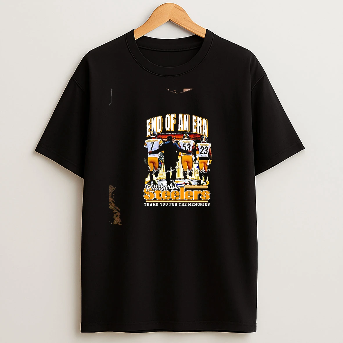 End Of An Era Pittsburgh Steelers Roethlisberger Pouncey Haden Signatures Thank You Memories T Shirt