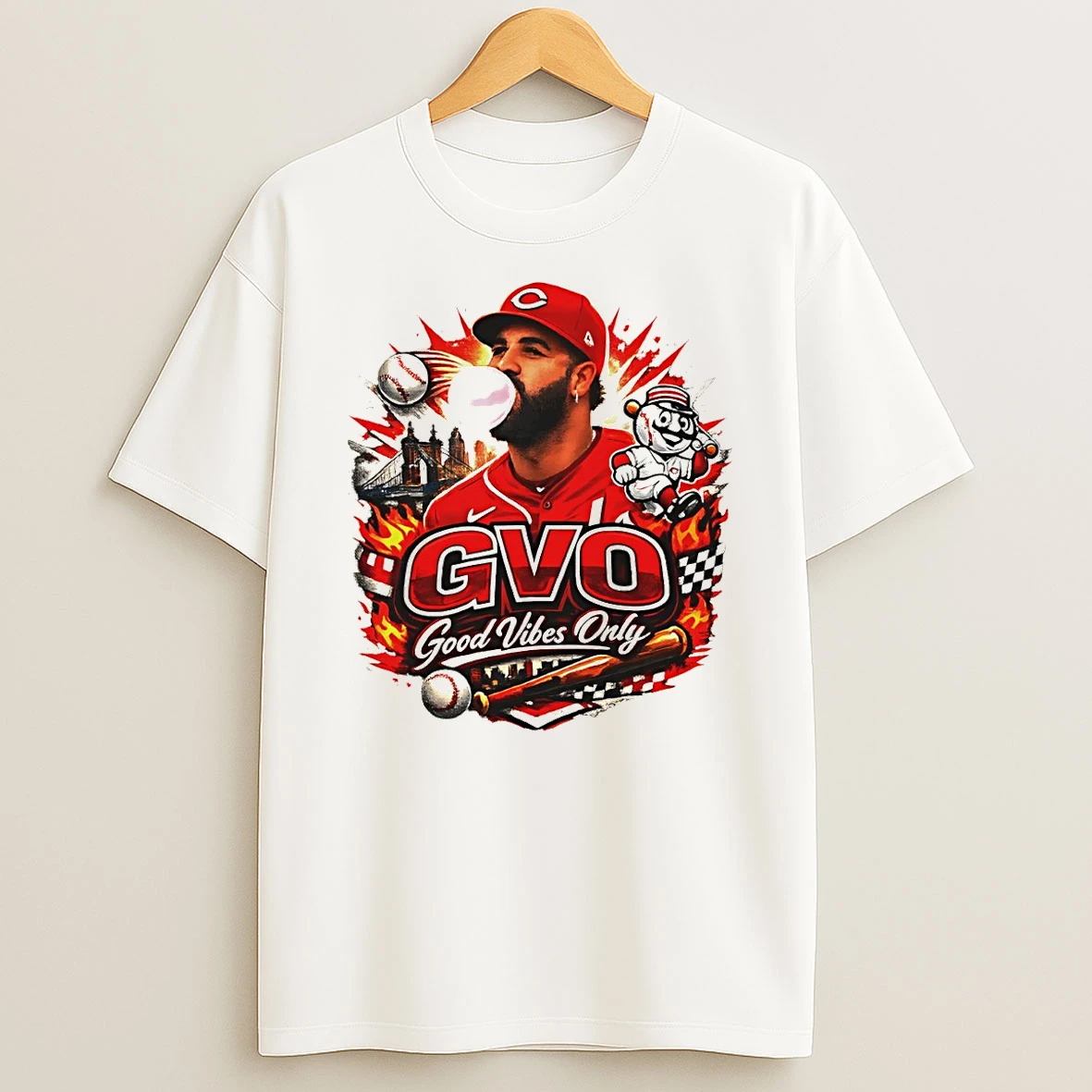 Eugenio Suarez Cincinnati Reds Gvo Baseball Good Vibes Only T Shirt