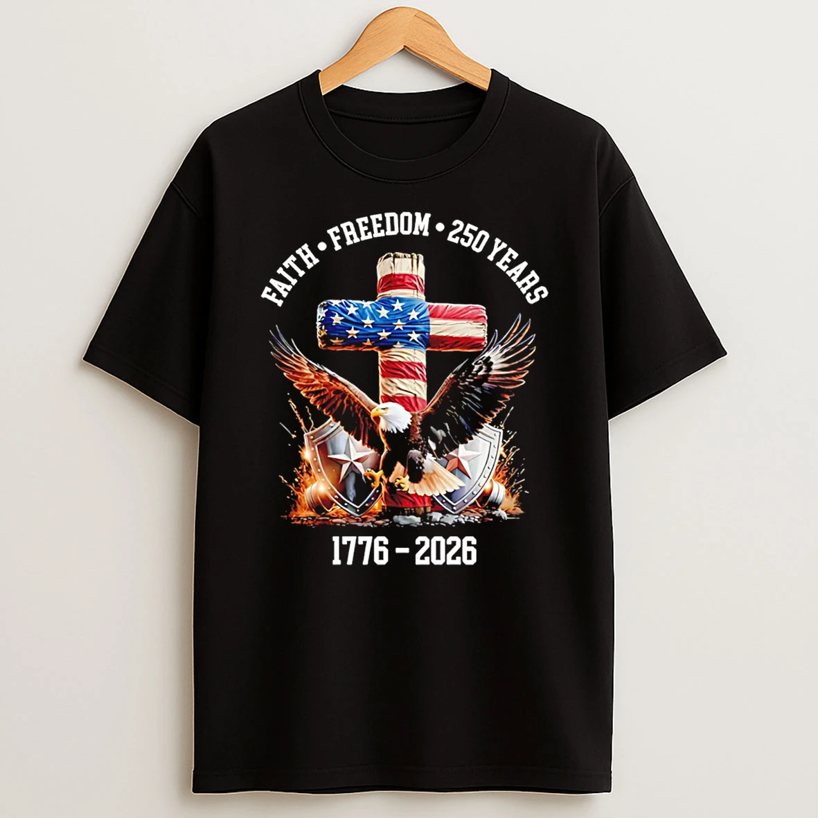Faith Freedom 250 Years Eagle Graphic T Shirt
