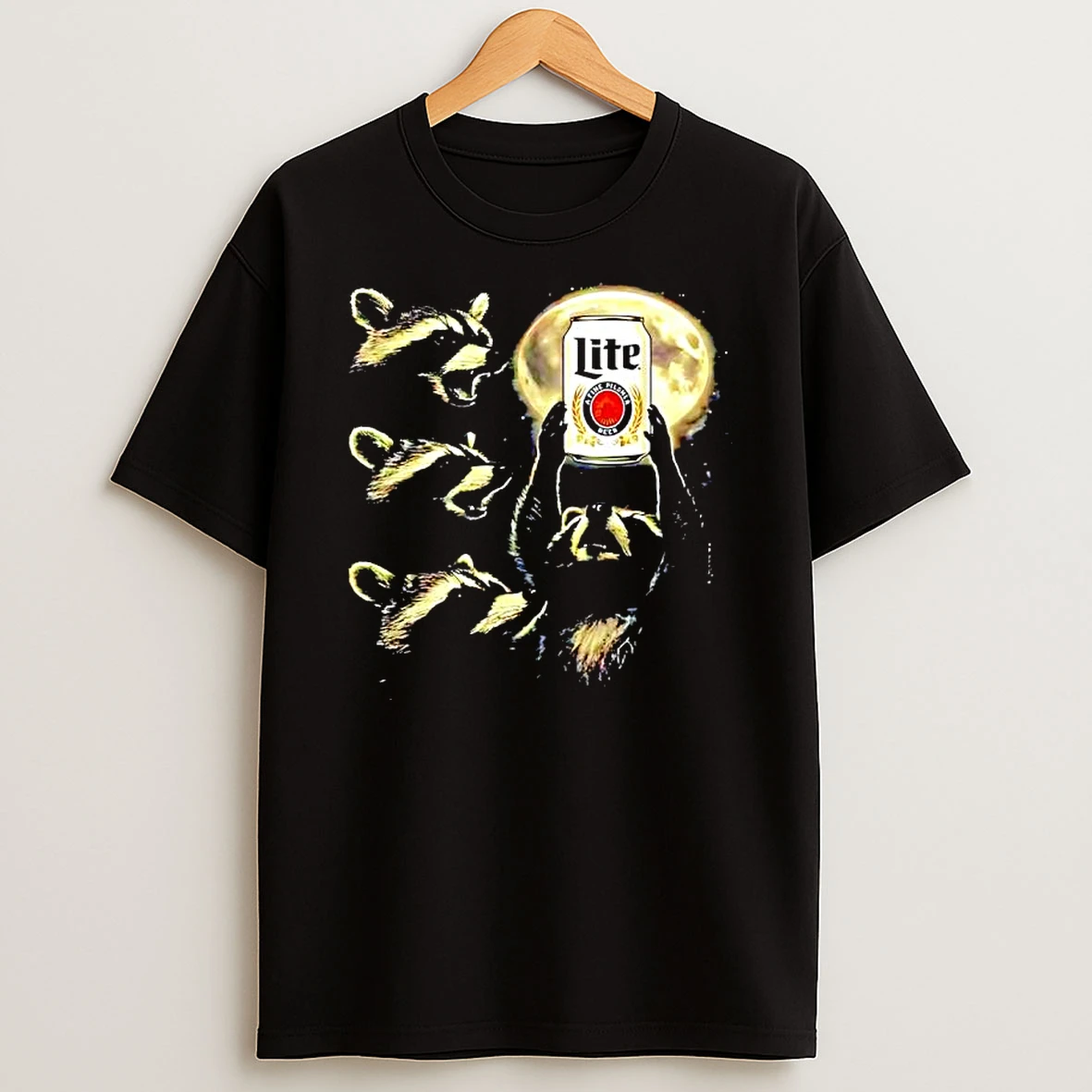 Four Raccoons Miller Lite Beer Graphic T Shirt