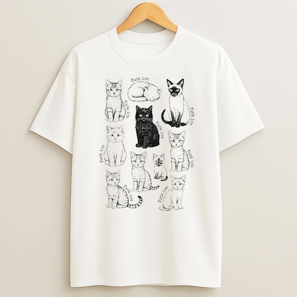 Fuck Ice Retro Cat T Shirt