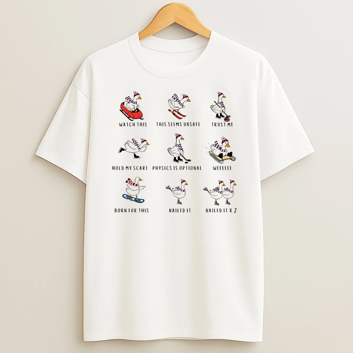 Funny Goose Winter Sports 2026 Usa Sports Snow Skiing Figure Skating Hockey T Shirt