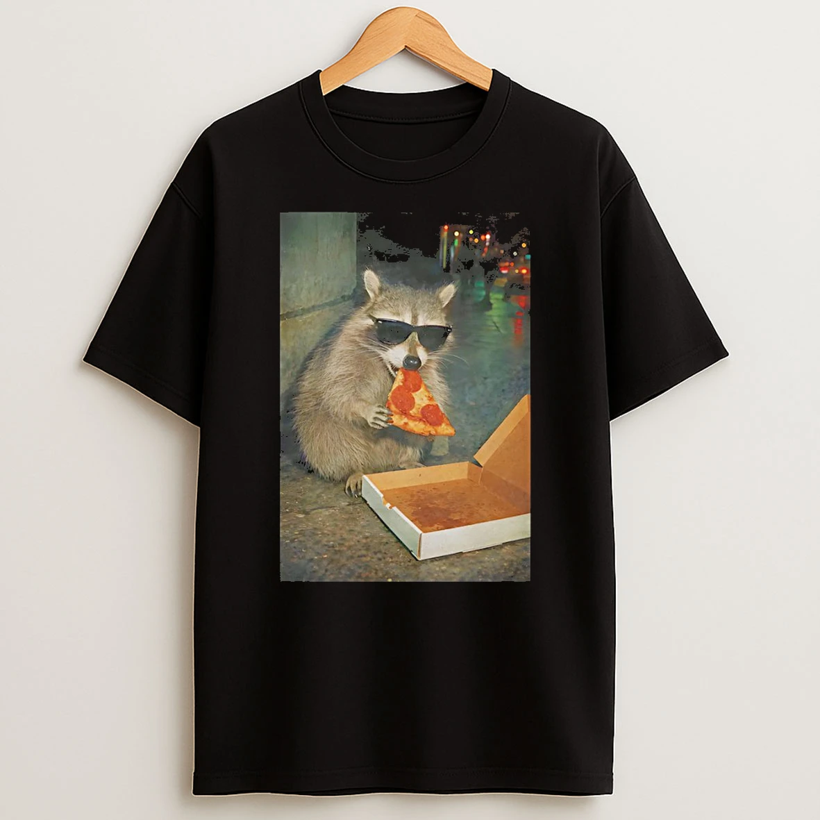 Funny Raccoon Sunglasses Eating Pizza Funny Meme T Shirt
