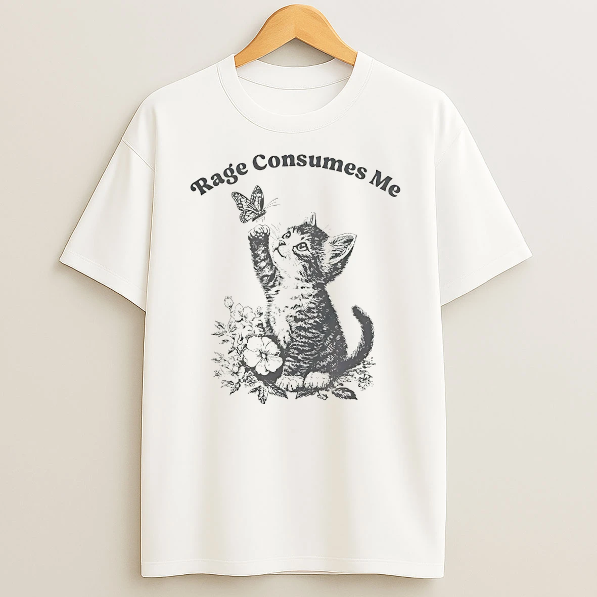 Funny Sarcastic Kitten Rage Consumes Me Vintage T Shirt