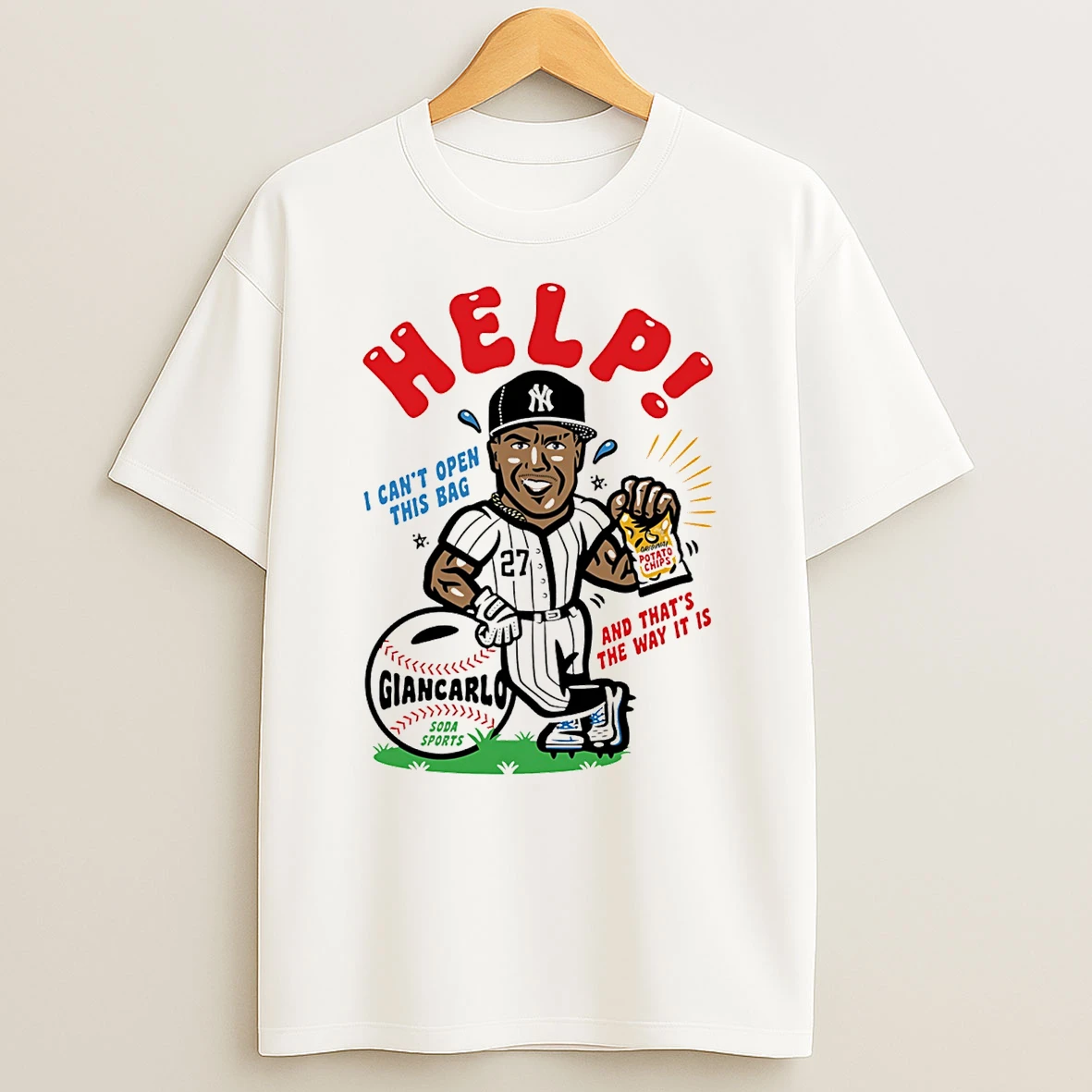 Giancarlo Stanton New York Yankees Help I Cant Open This Bag T Shirt