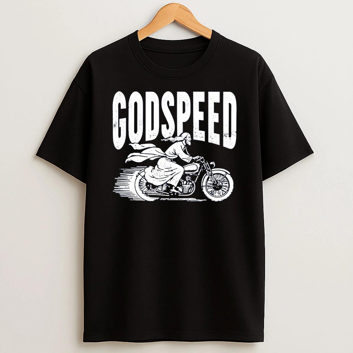 Godspeed Jesus On A Motorcycle Christian Vintage T Shirt