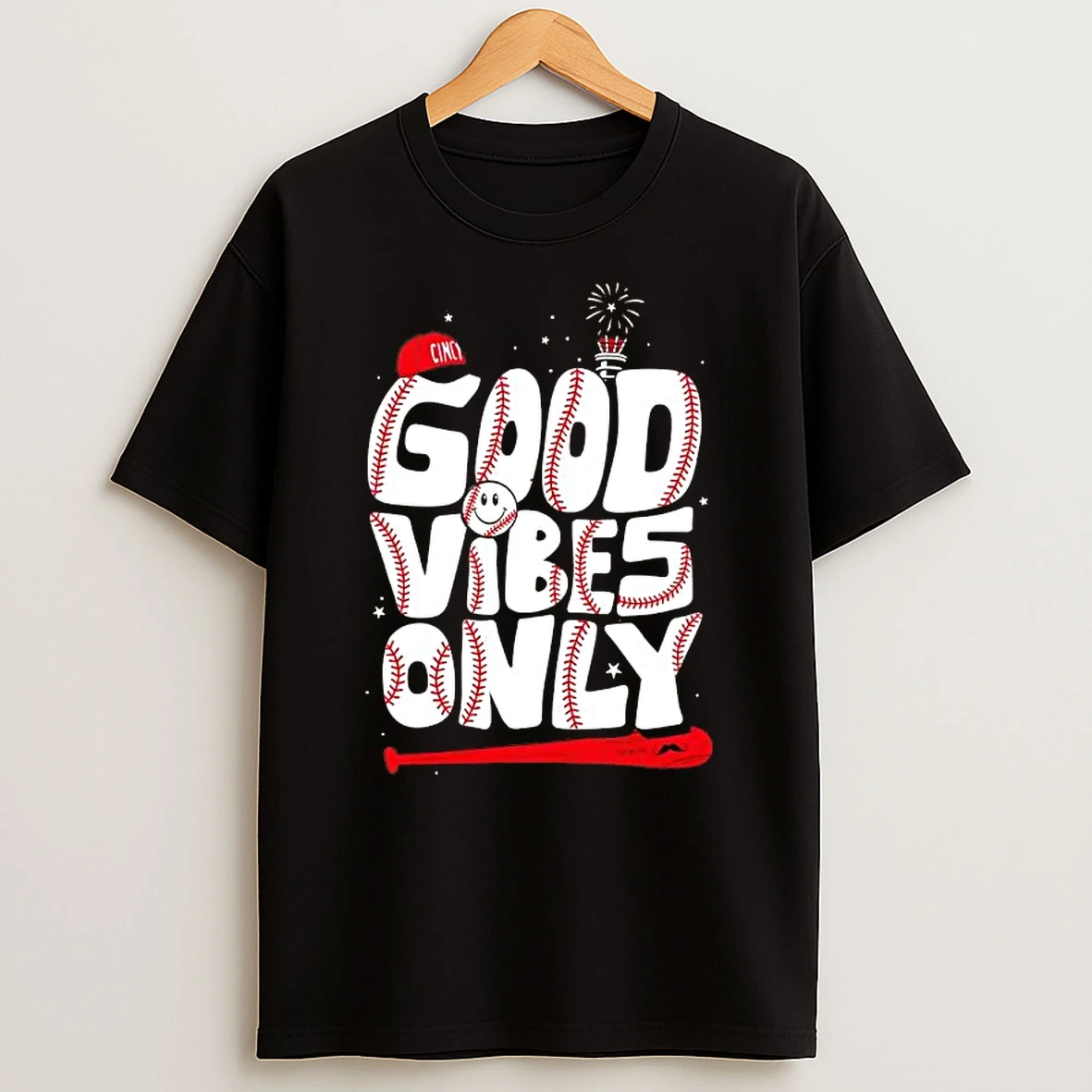 Good Vibes Only Cincinnati Reds Baseball T Shirt