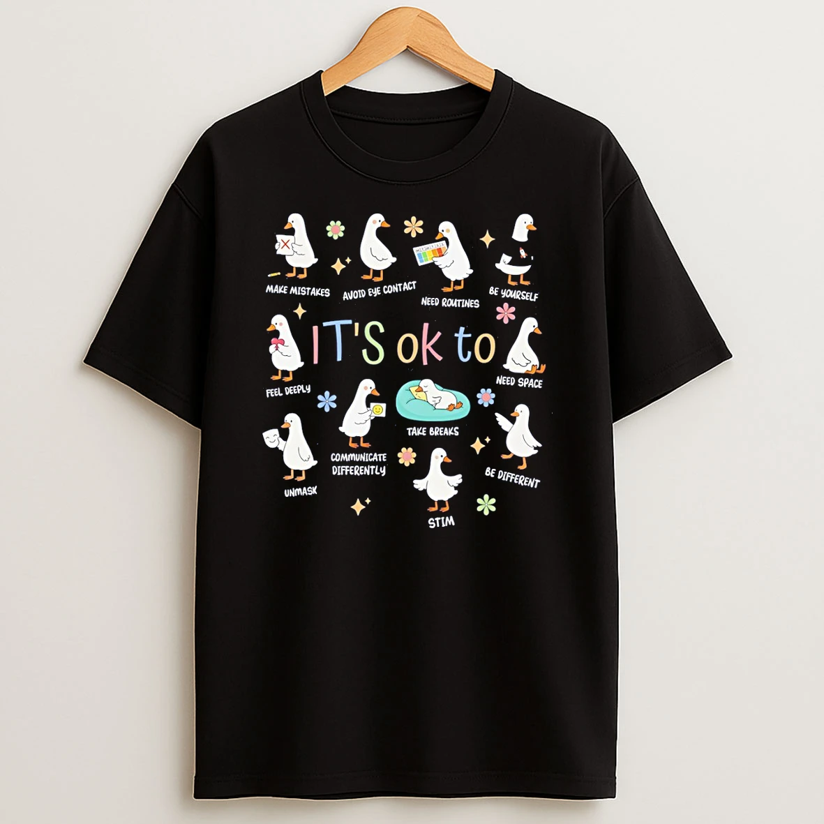 Goose Its Ok To Be Different Autism Goose Make Mistakes Graphic T Shirt