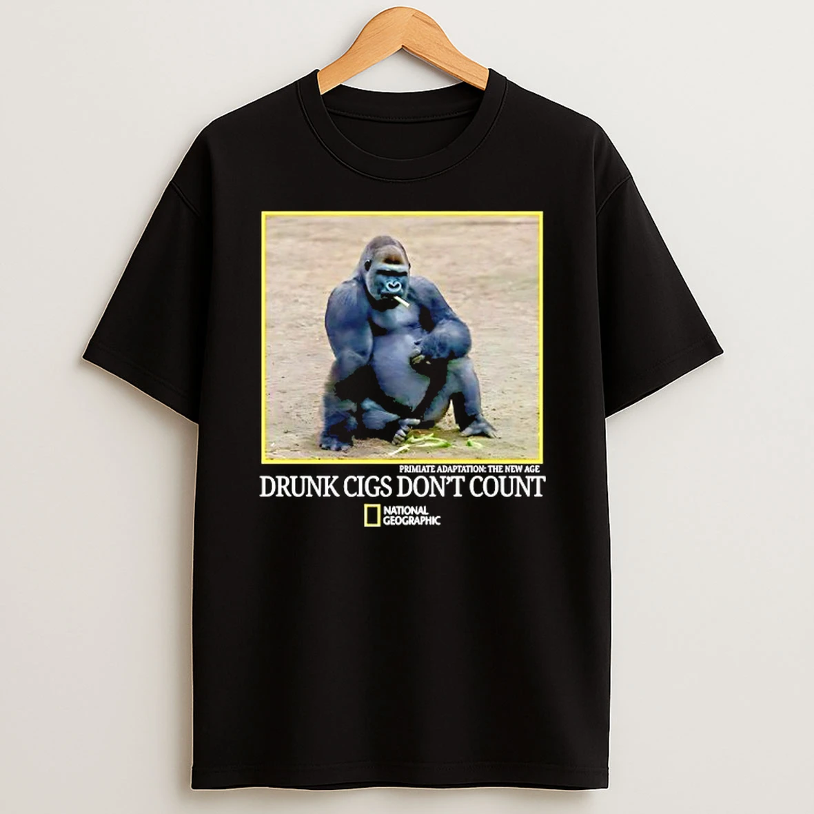 Gorilla Smoking Drunk Cigs Dont Count T Shirt