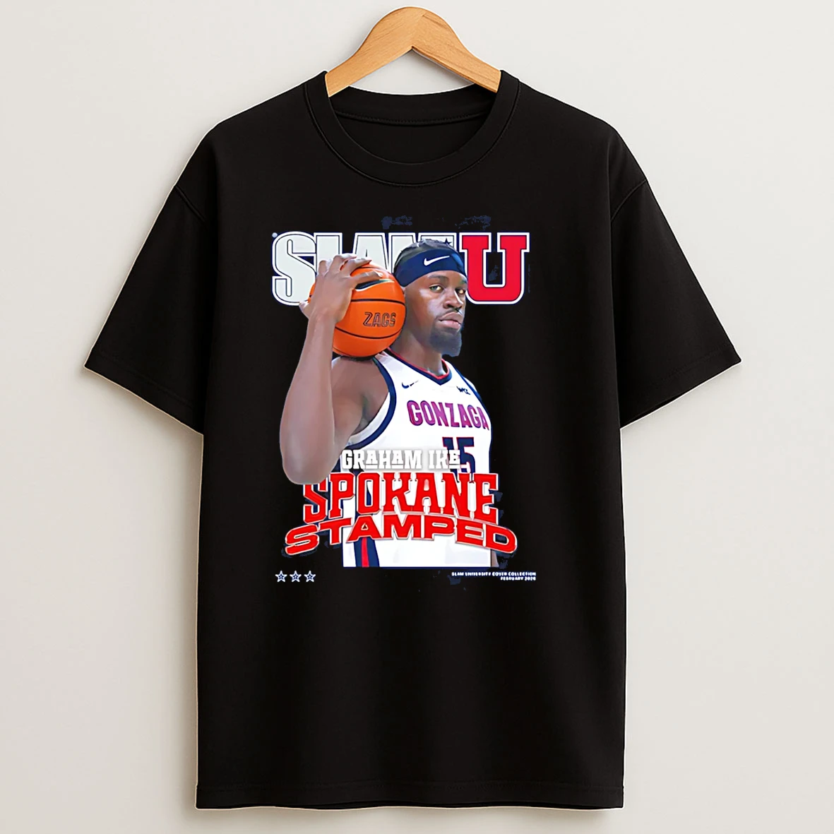 Graham Ike Gonzaga Bulldogs Spokane Stamped Slamu T Shirt