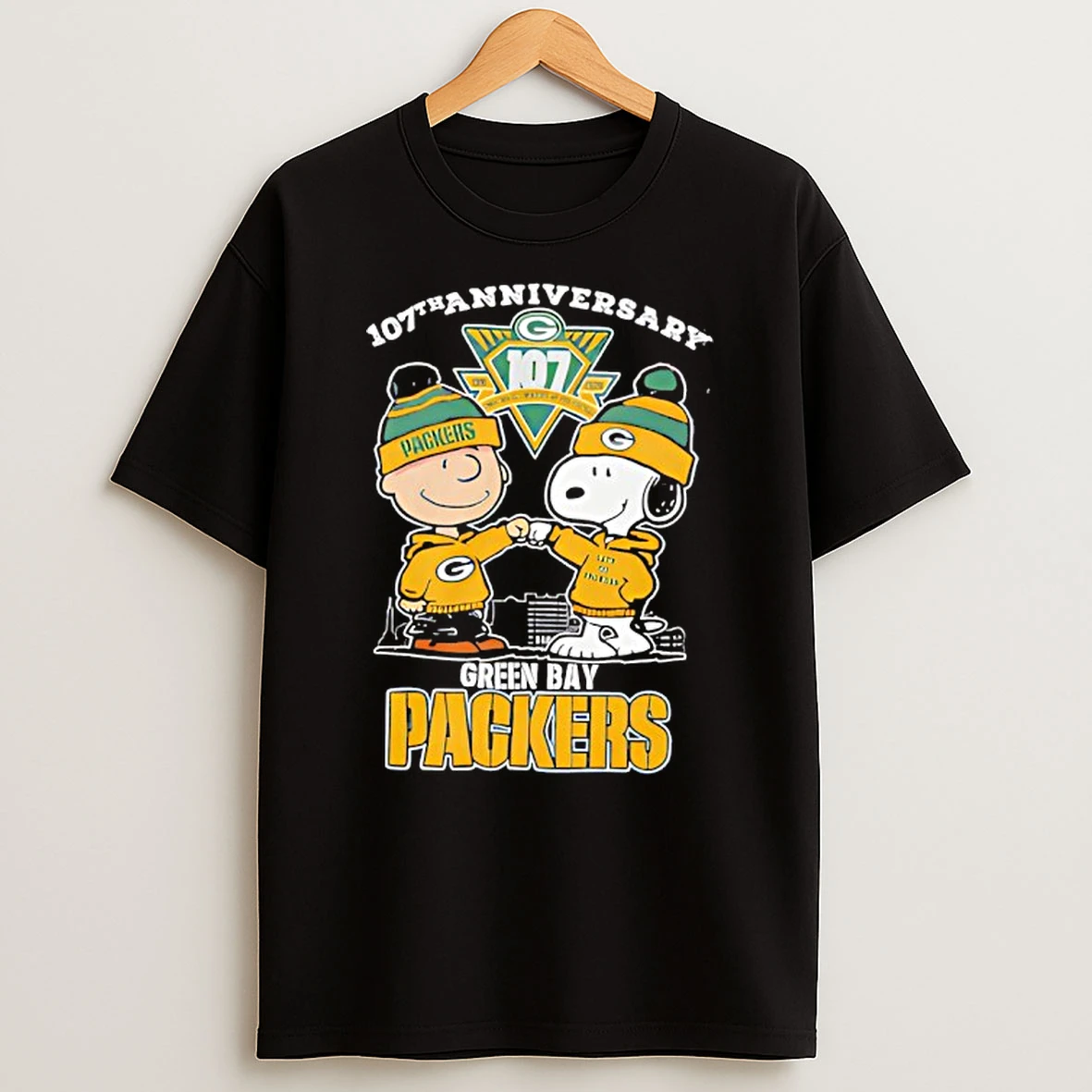 Green Bay Packers 107th Anniversary Snoopy Charlie Brown 2026 Celebration T Shirt
