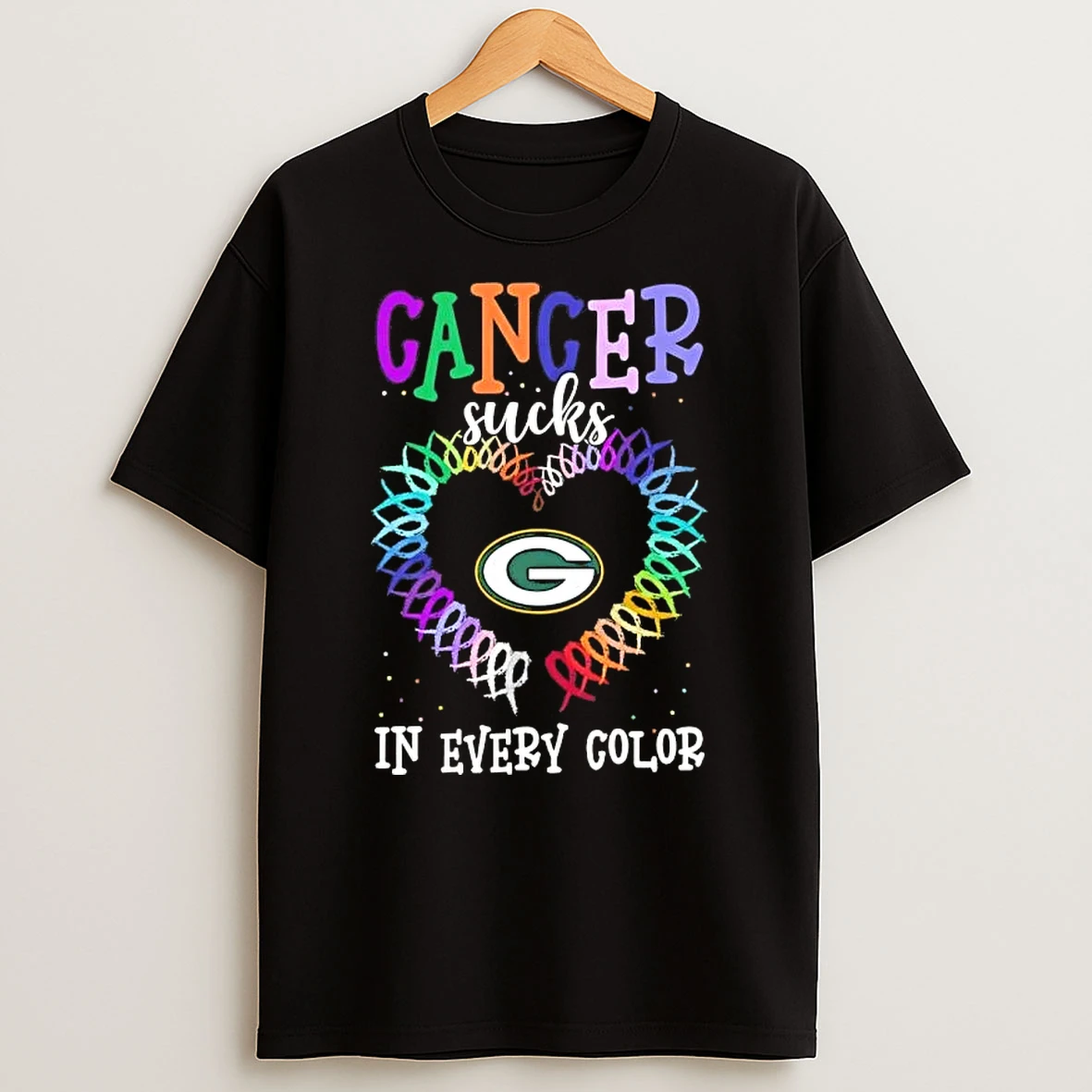 Green Bay Packers Football Cancer Sucks In Every Color T Shirt
