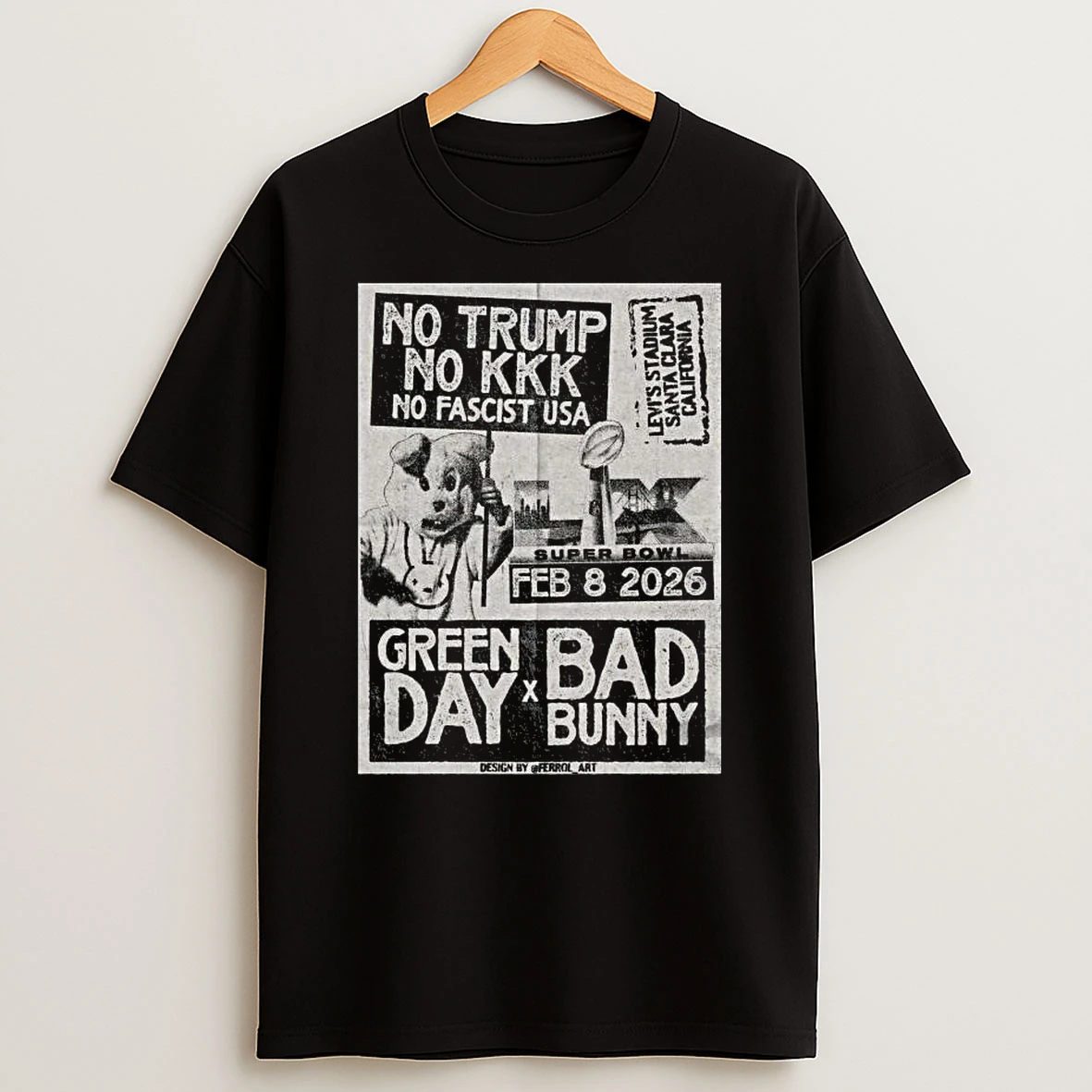Green Day X Bad Bunny Fed 8 2026 No Trump No Kkk No Fascist Usa T Shirt