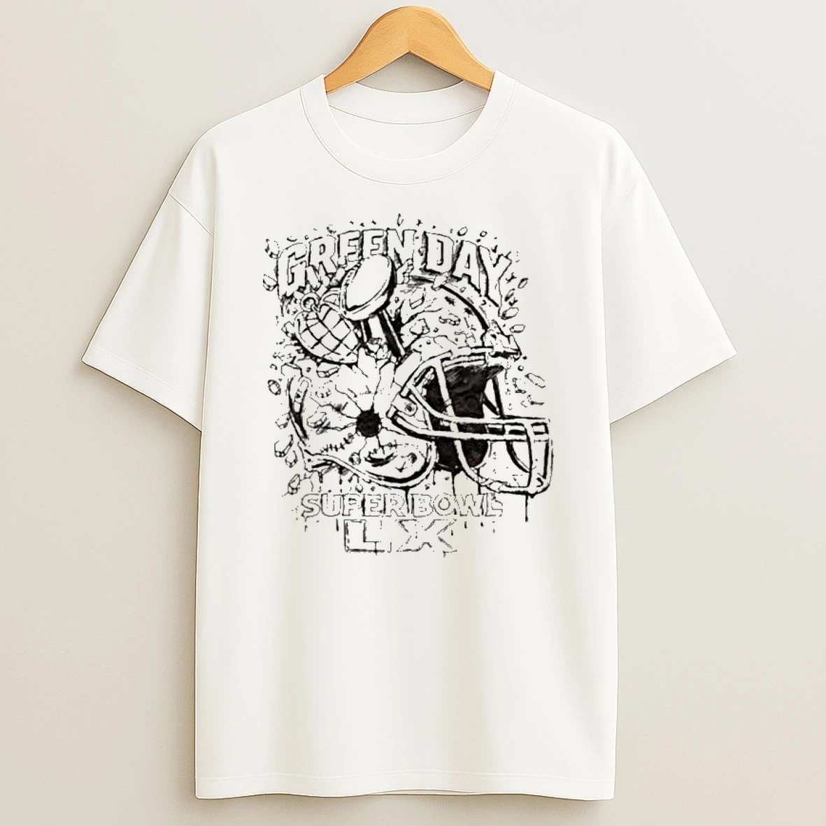 Green Day X Super Bowl Lx Helmet At Levis Stadium In San Francisco Bay Area On February 8 2026 T Shirt