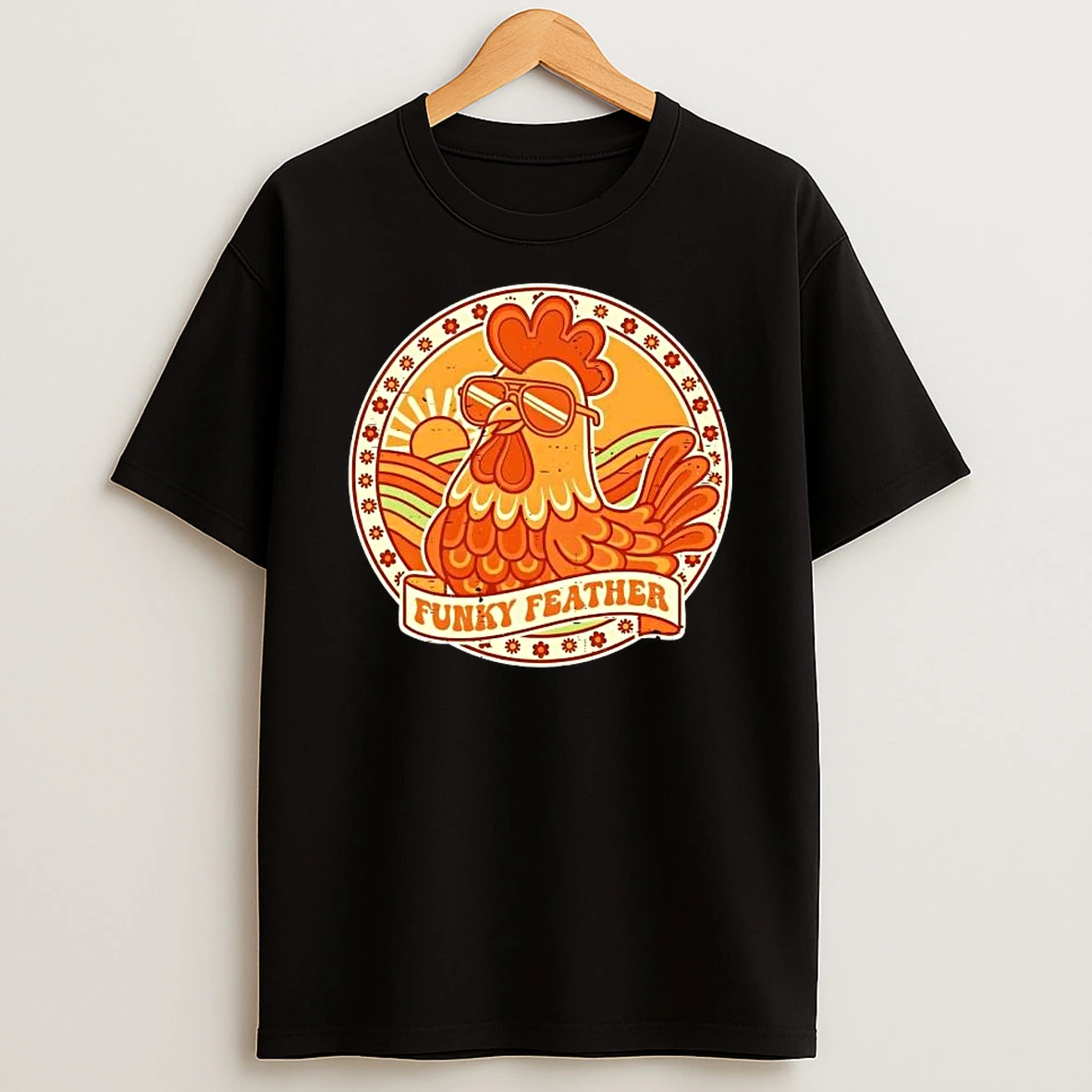Groovy Funky Feather Chicken T Shirt