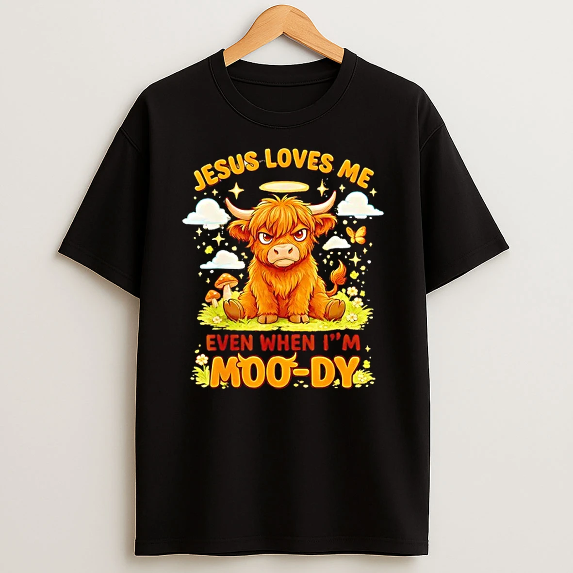Grumpy Bison Jesus Loves Me Even When Im Moo Dy Graphic T Shirt