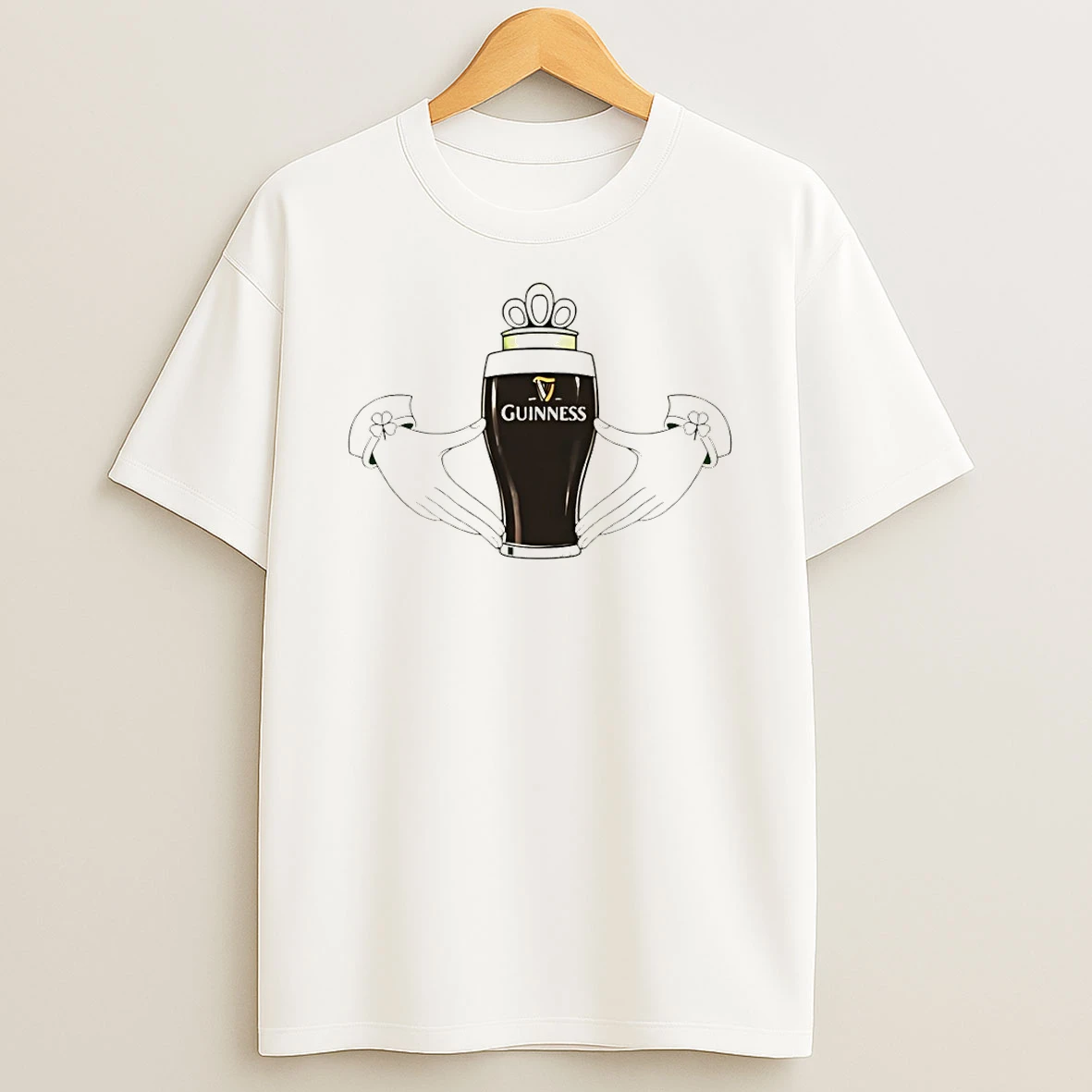 Guinness Claddagh Shamrock St Patricks Day T Shirt