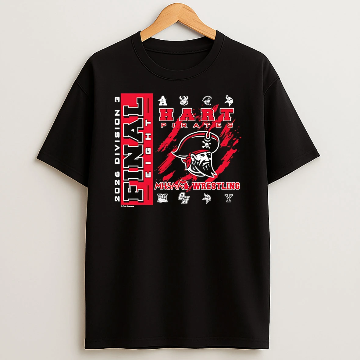 Hart Pirates 2026 Mhsaa Team Wrestling Final 8 D3 Logo T Shirt