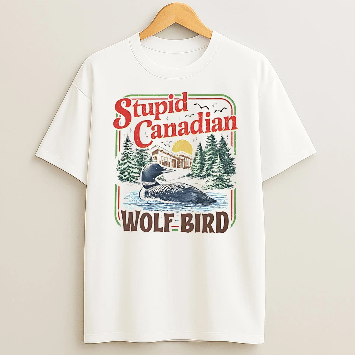 Heated Rivalry Stupid Canadian Wolf Bird Cottage T Shirt