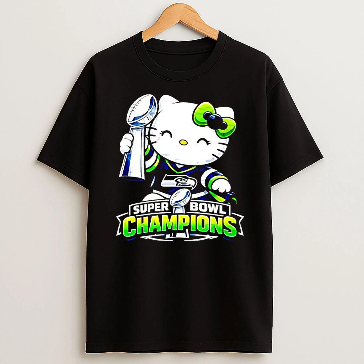 Hello Kitty Seattle Seahawks Super Bowl Logo T Shirt