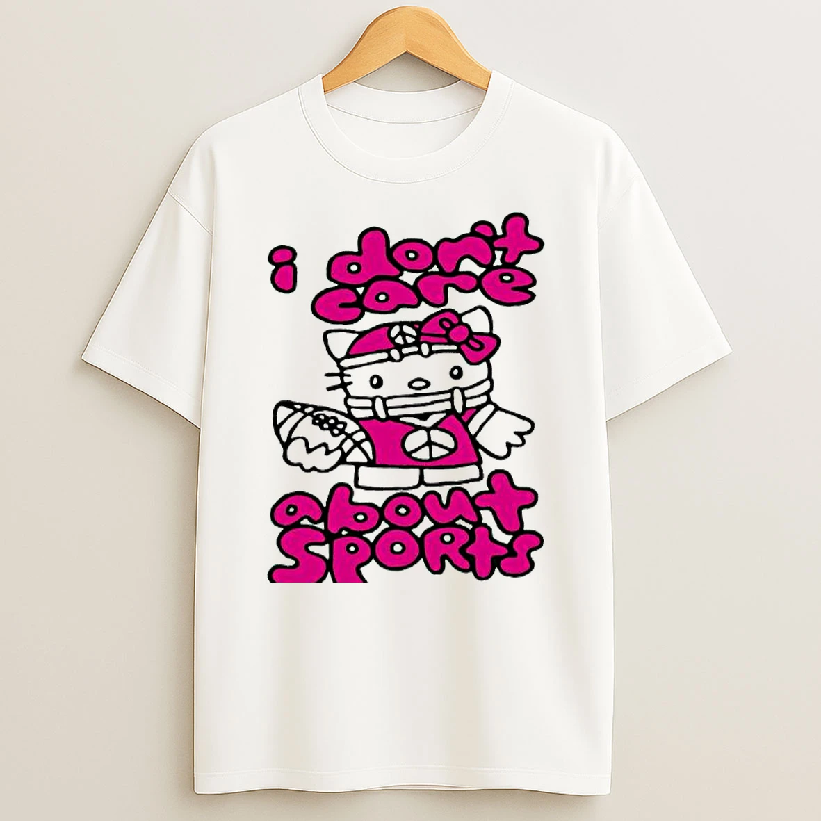 Hello Kitty Character I Dont Care About Sports T Shirt