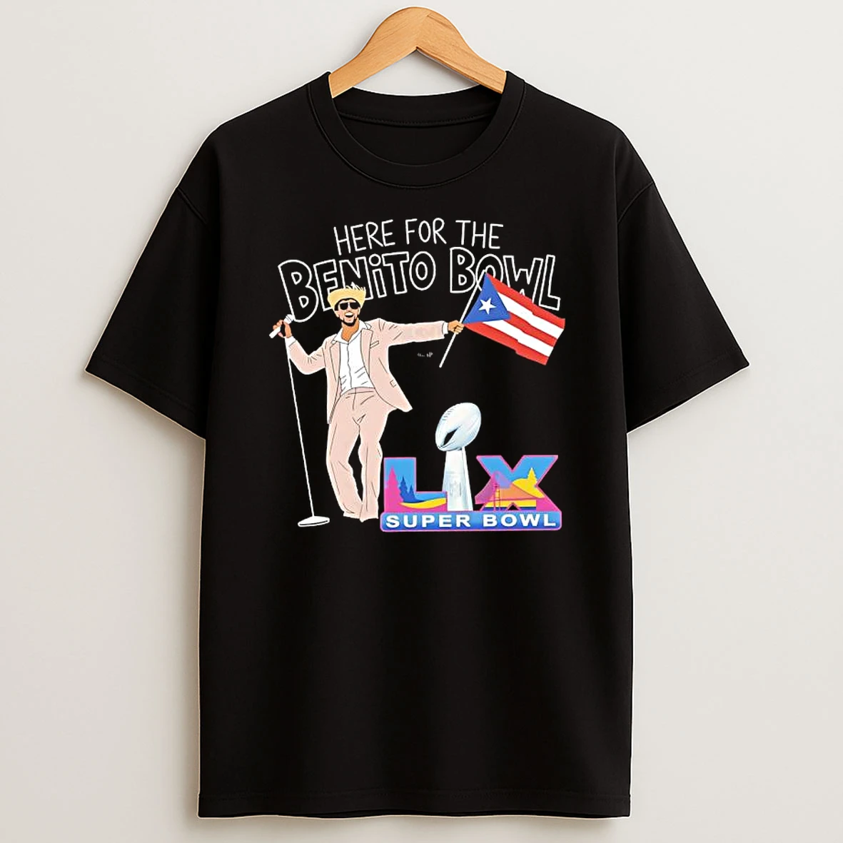Here For The Benito Bowl Super Bowl Bad Bunny Graphic T Shirt