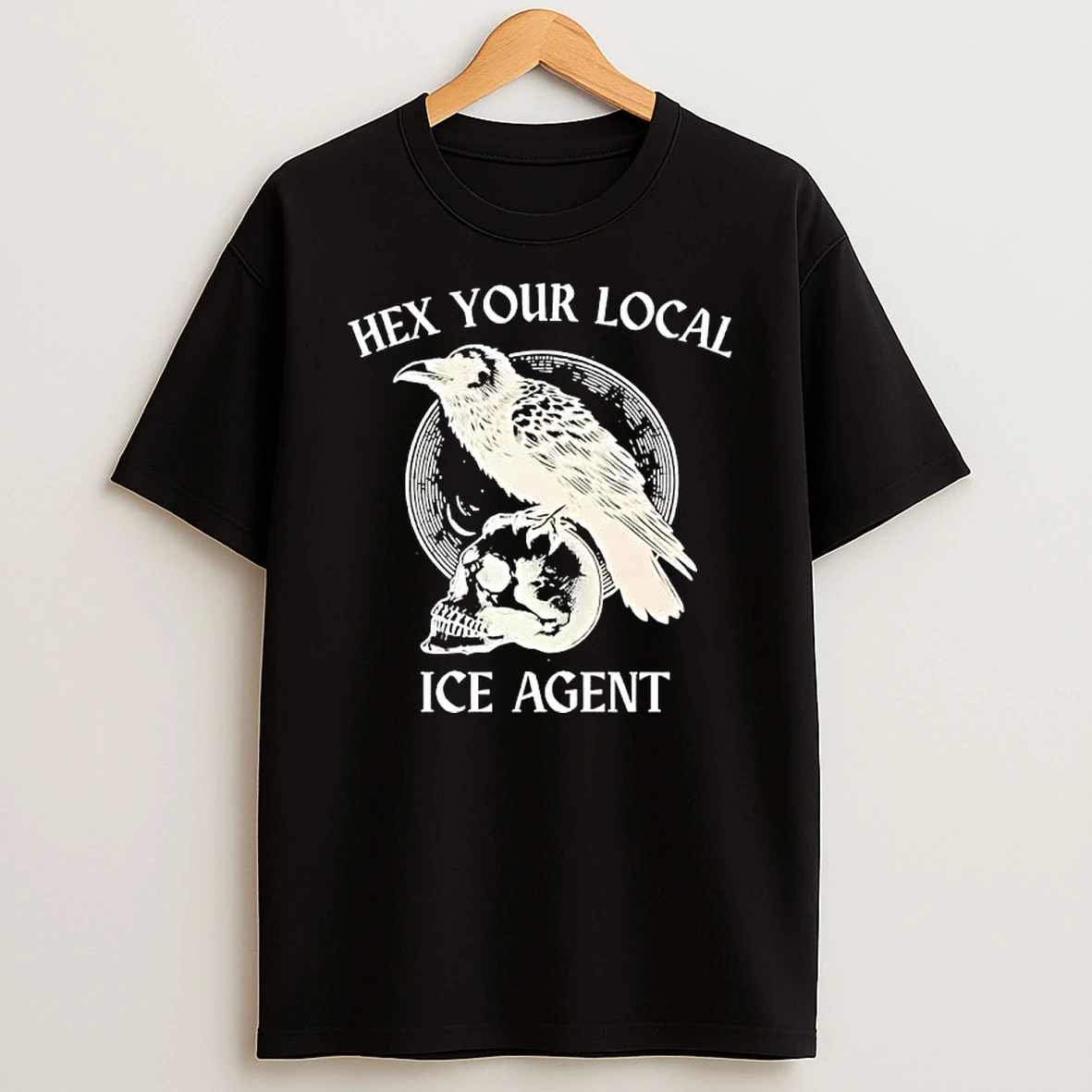 Hex Your Local Ice Agent Raven Skull Graphic T Shirt