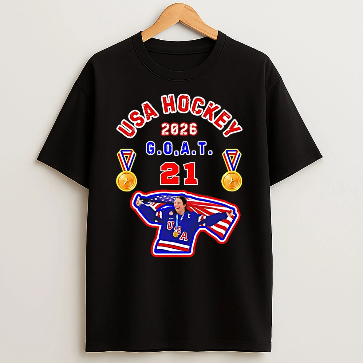 Hilary Knight Usa Hockey Goat 21 Legend Winter Sports 2026 American Flag T Shirt