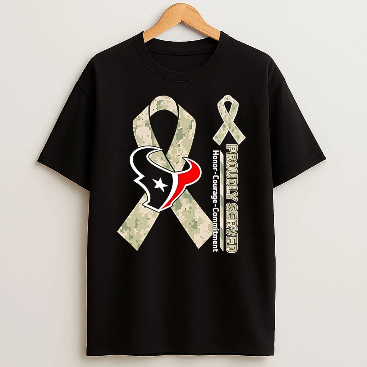 Houston Texans Proudly Served Honor Courage Commitment T Shirt