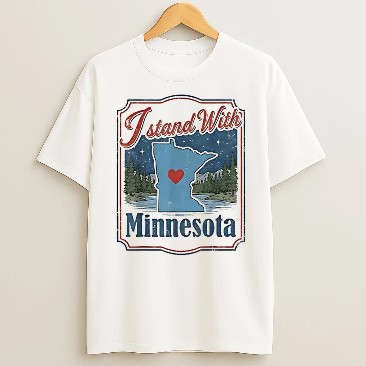 I Stand With Minnesota Retro Map T Shirt