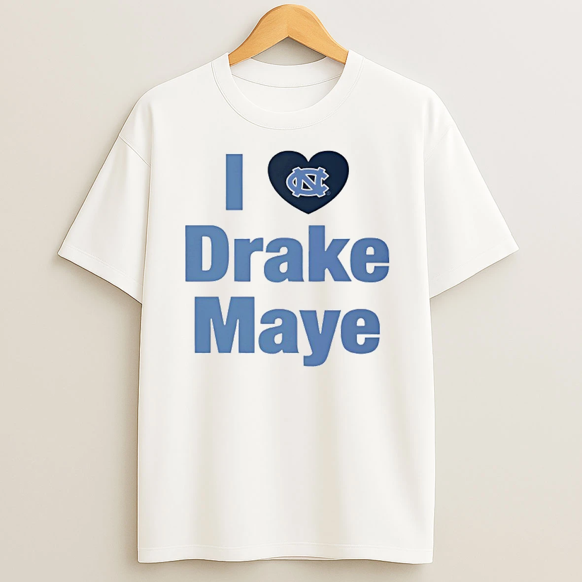 I Love Drake Maye North Carolina Tar Heels Football In Heart Shape T Shirt