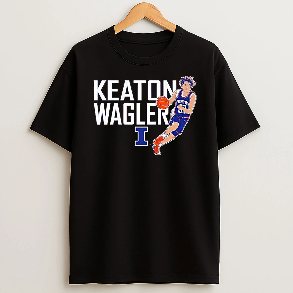 Illinois Fighting Illini Basketball Keaton Wagler T Shirt