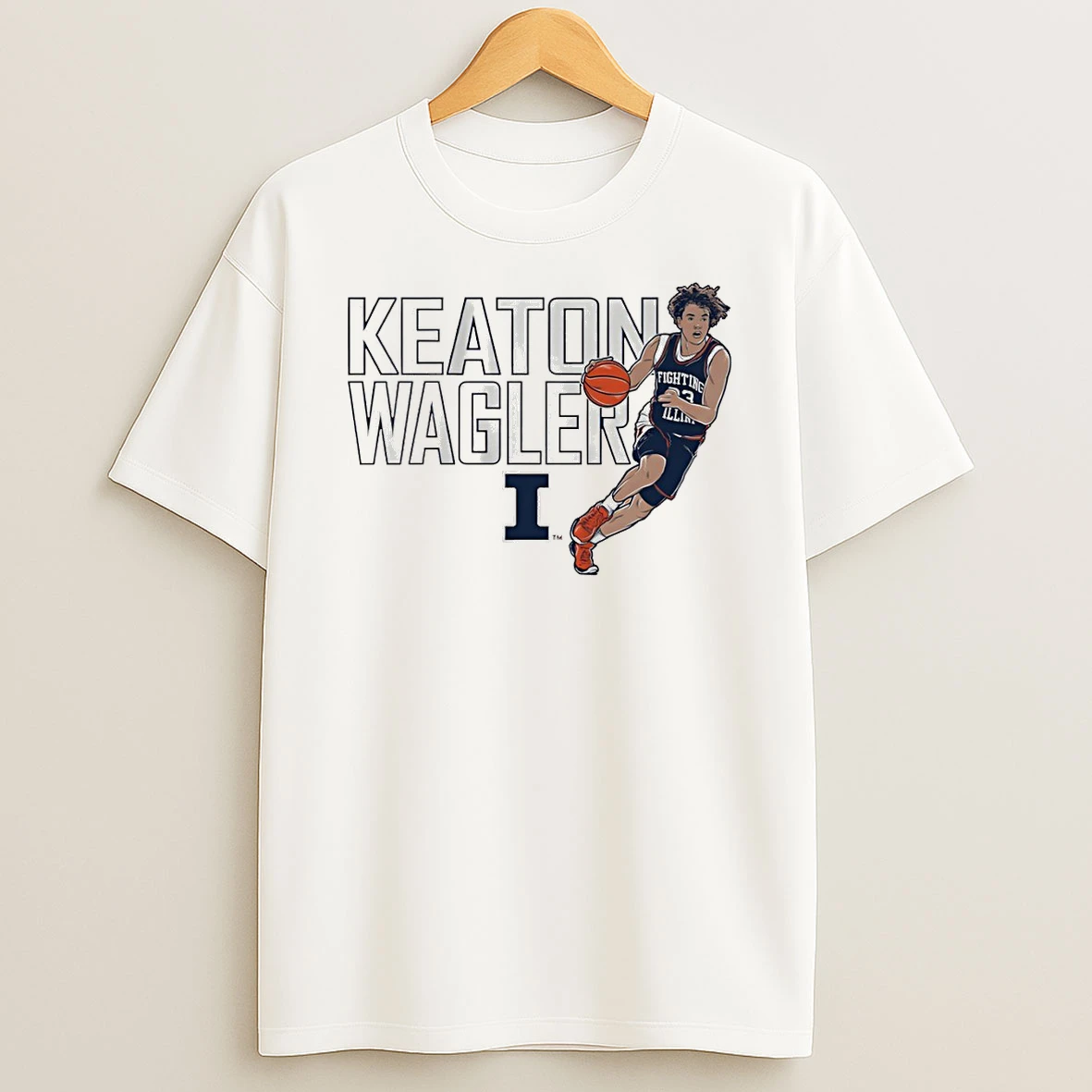 Illinois Fighting Illini Basketball Keaton Wagler Name Pose T Shirt