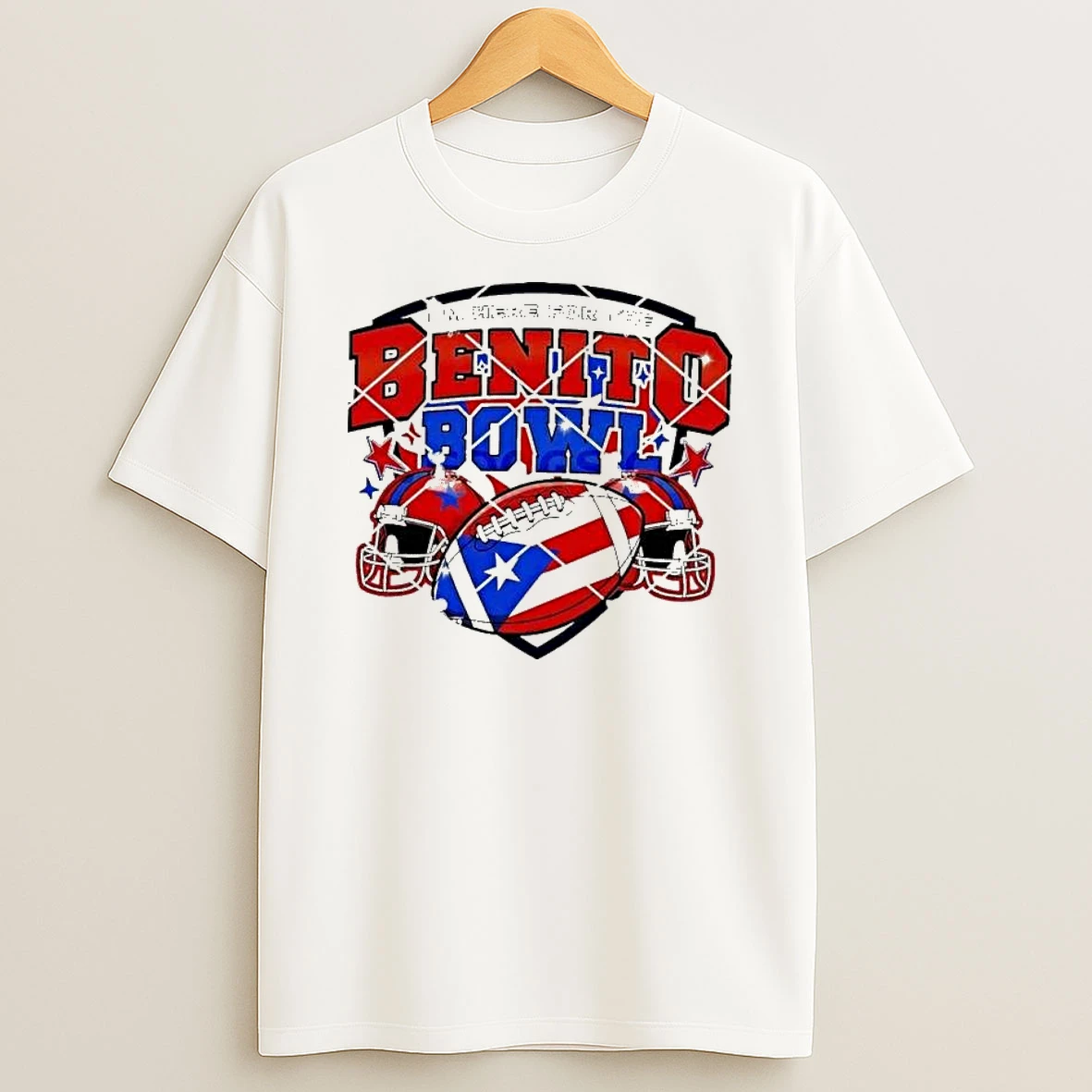 Im Here For Benito Bowl Football Fan Puerto Rico Flag T Shirt
