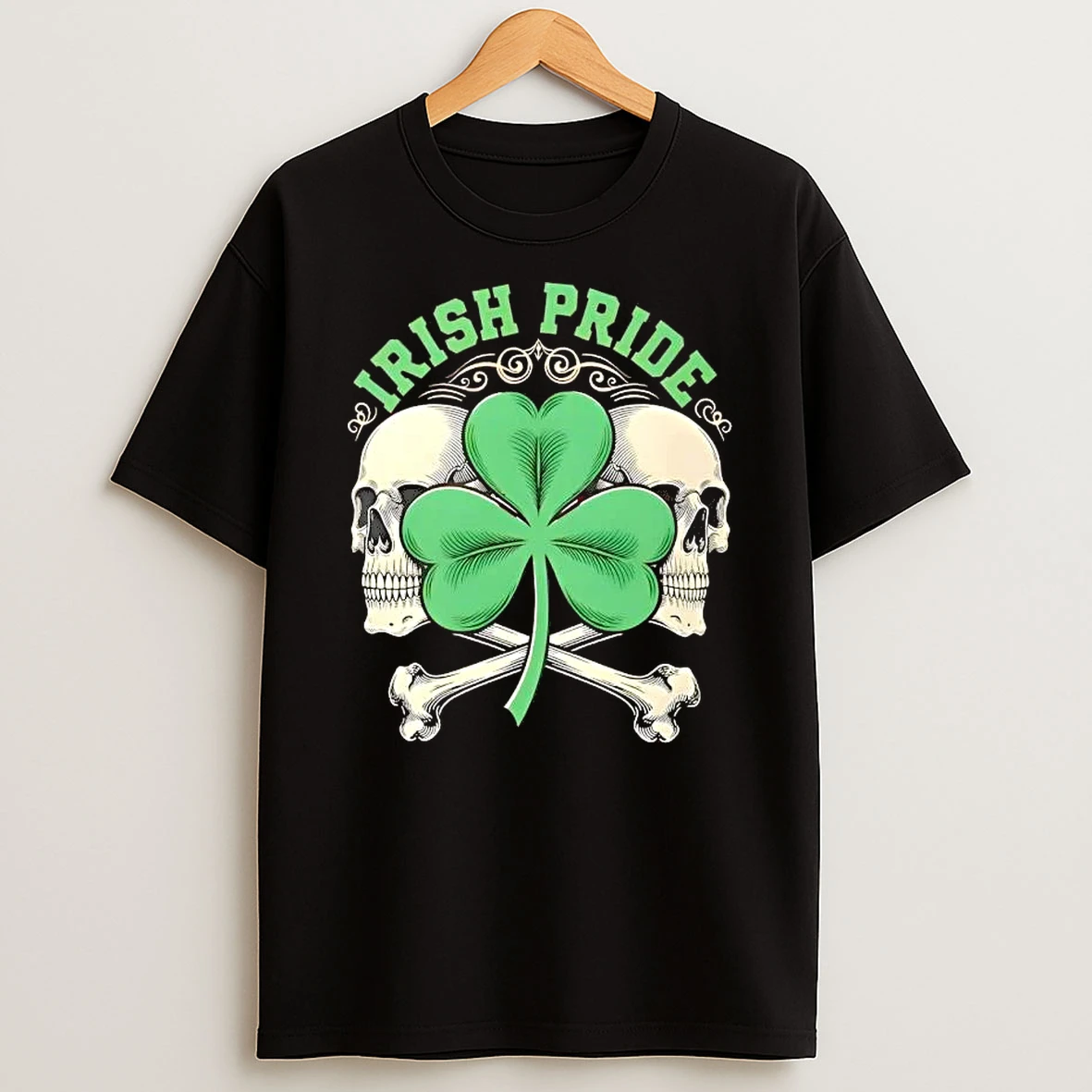 Irish Pride Skull And Shamrock Celtic Edgy T Shirt
