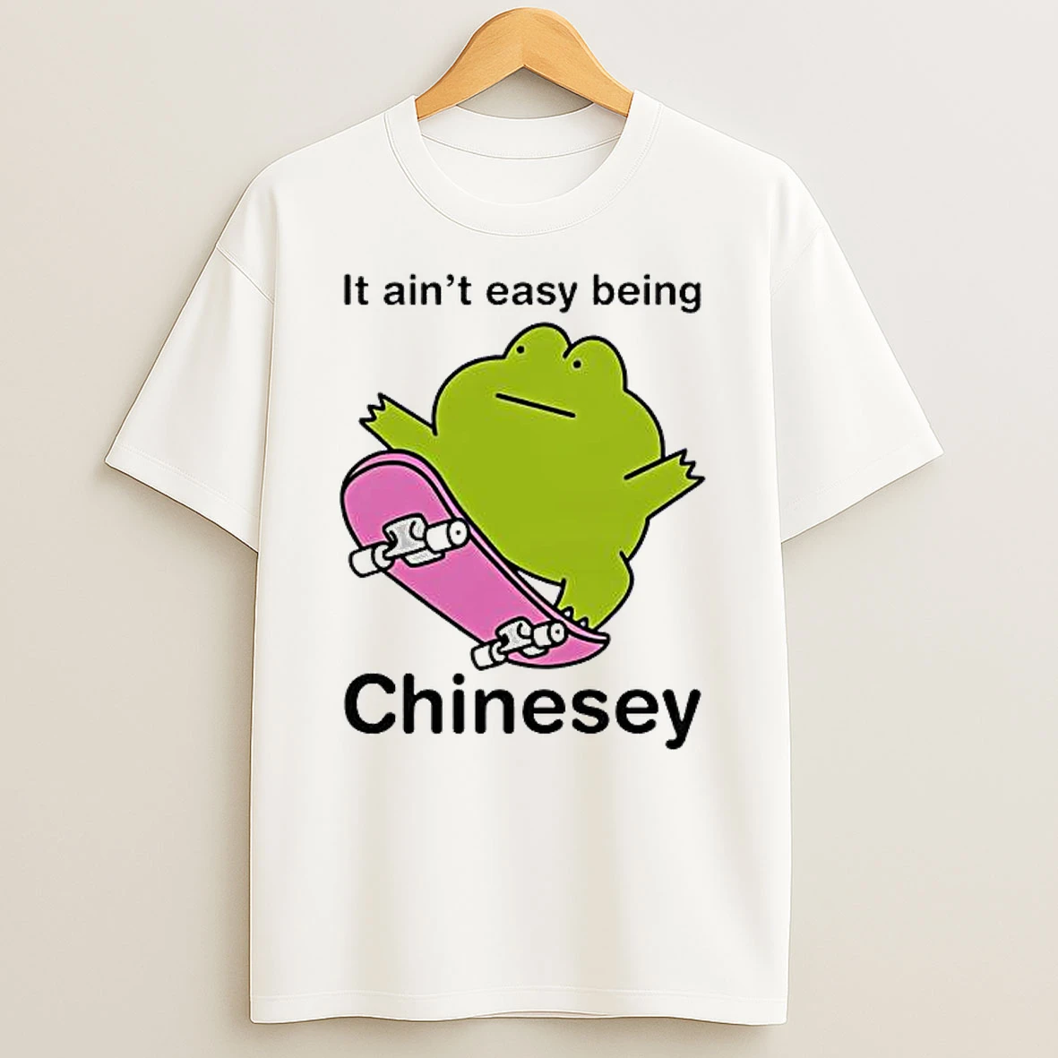 It Aint Easy Being Chinesey Frog On A Skateboard Kawaii Graphic T Shirt