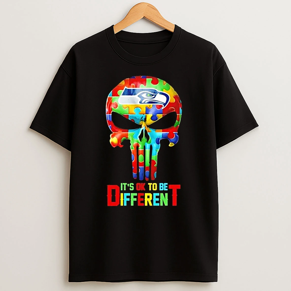 Its Ok To Be Different Punisher Skull Seattle Seahawks T Shirt