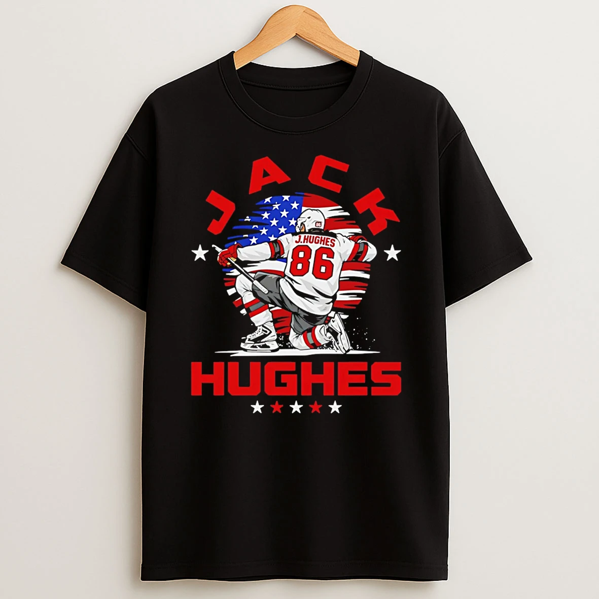 Jack Hughes New Jersey Devils Usa Flag Celebration T Shirt