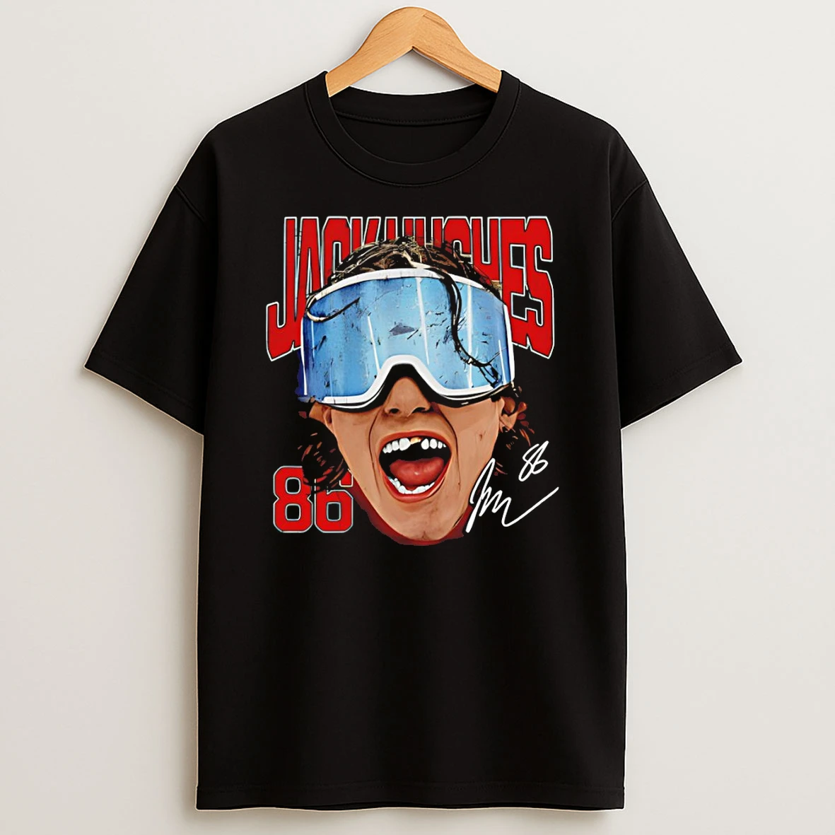 Jack Hughes New Jersey Goggles Usa Hockey Olympic 2026 Signature T Shirt