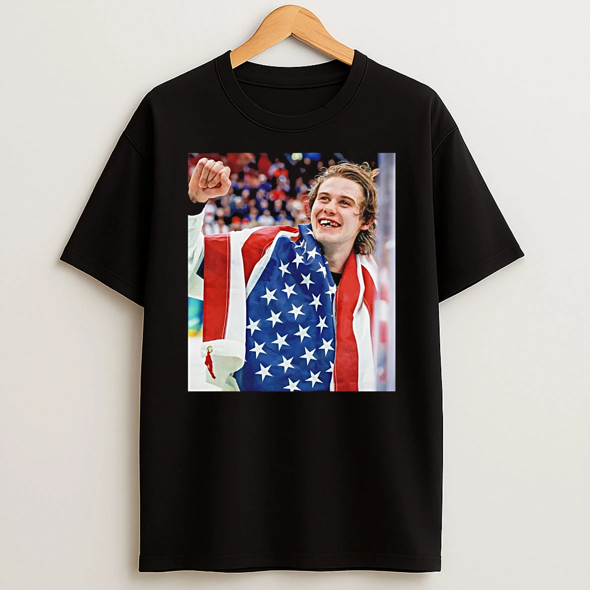 Jack Hughes Usa Gold Medal Hockey Usa Hockey American Flag Olympics 2026 Milano Cortina T Shirt
