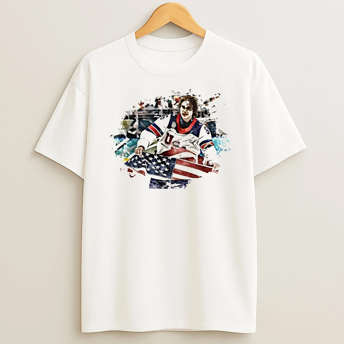 Jack Hughes Usa Hockey 2026 Olympics Gold Medal American Flag Vintage T Shirt