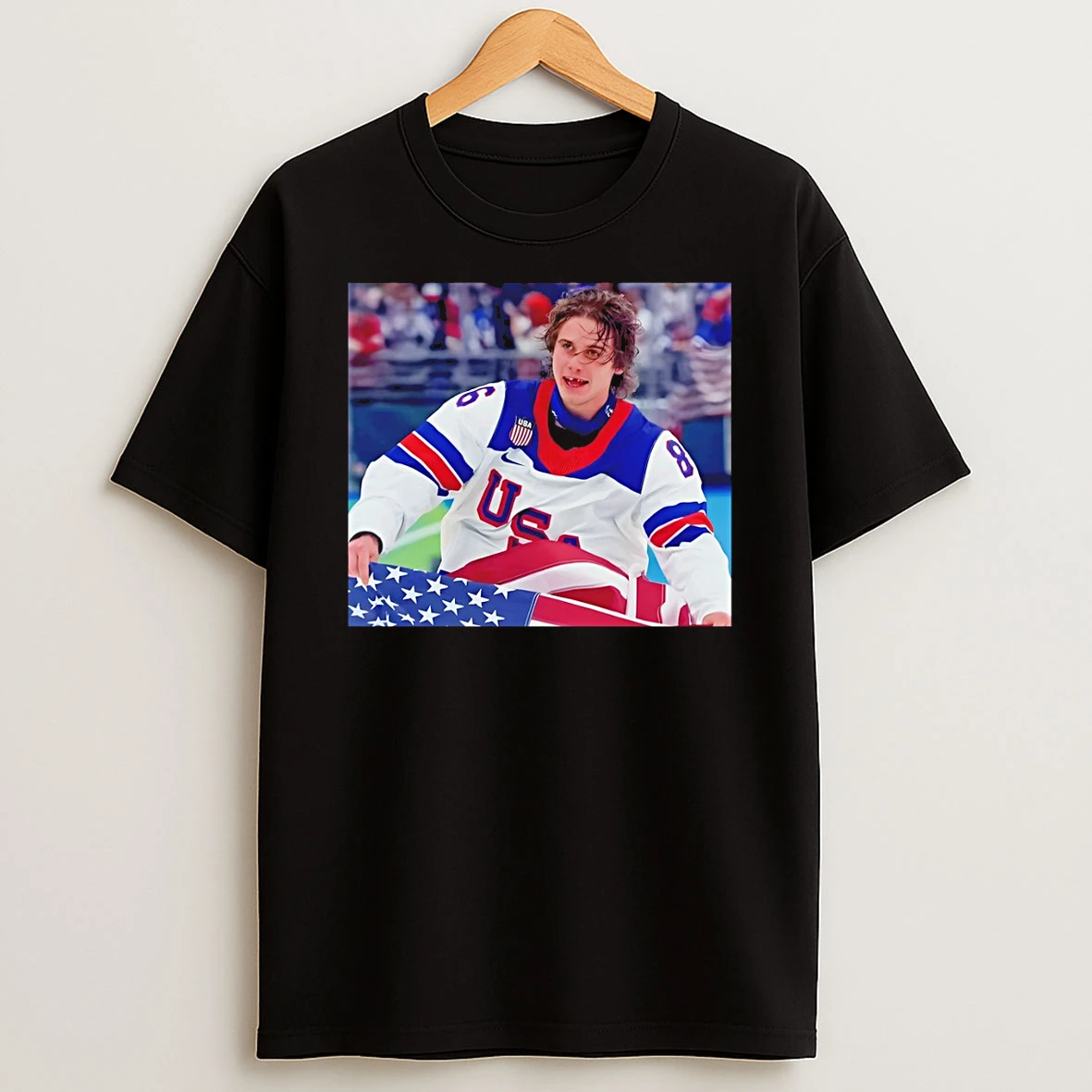 Jack Hughes Usa Hockey American Flag Olympic 2026 Milano Cortina T Shirt