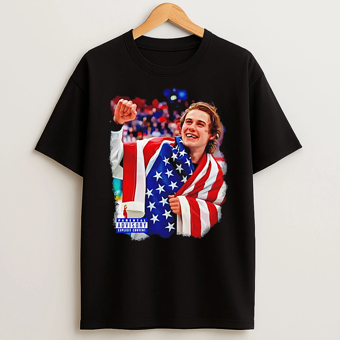 Jack Hughes Usa Hockey Champion American Flag Graphic T Shirt